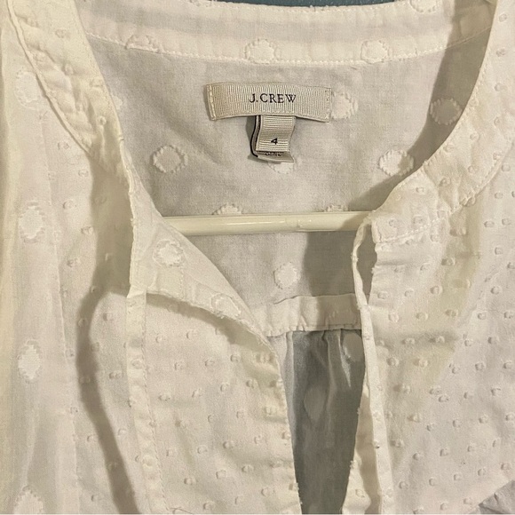 J.CREW WOMEN'S‎ WHITE LONG SLEEVE TIE-FRONT BUTTON-UP SHIRT TOP 4 - Picture 3 of 6